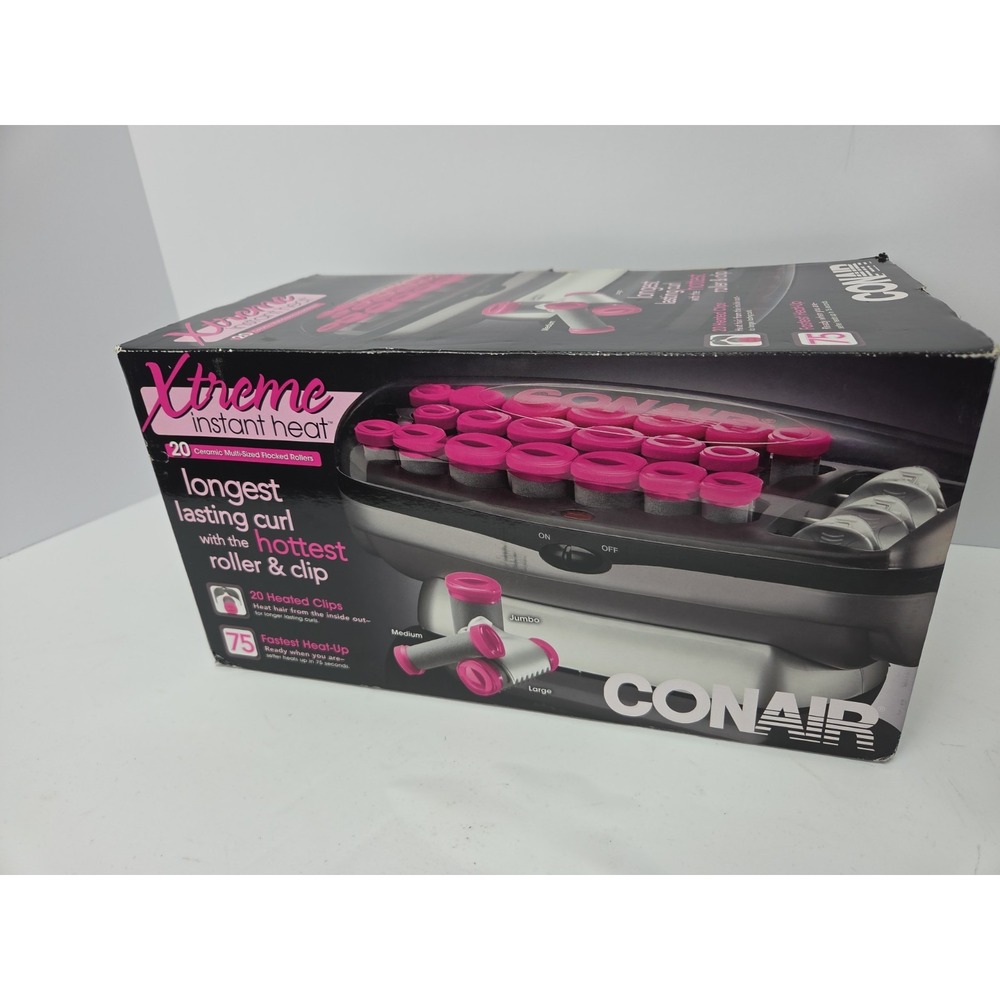 Conair Xtreme Instant Heat 20 Multi-Sized Flocked Rollers Curlers Clips CHV26HX